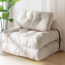 MAXYOYO Folding Sofa Bed, Convertible Sleeper Chair with Pillow Foldable Mattress with Back Support, Portable Fold Out Chair Bed Comfy Floor Sofa Lounge for Living Room Bedroom, Beige, Single