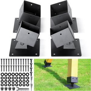 4-Pack Heavy Duty Swing Leveling Base Brackets 45-60 Angle Range Swing Set Brackets Stainless Steel Swing Anchor Leveling Kit Brackets Level on Uneven Ground Fits Grass Gravel and Hard Ground