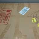 Honyee Morden Coffee Table, 42.5" x 28.5" x 16.1" Triangle Tempered Glass Top for Living Room, Color: Natural Wood