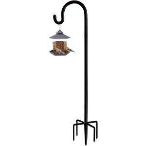 Artibear Adjustable Outdoor Shepherd Hook Stand with 5 Prong Base, 108 Inches Tall 3/5 in Thick, Shiny Black (1 Packs)