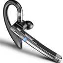 Bluetooth Headset V6.1, Wireless Handsfree Earpiece with Mic, CVC8.0 Noise Canceling Headphone for Calls, Driving Headset for Trucker, Single-Ear Earphone for Business/Driving/Leisure/Work