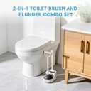 Sellemer 2 in 1 Toilet Brush and Plunger Set, Curved Design Head for Deep Clean, Heavy Duty Toilet Bowl Brush and Plunger Combo with Holder for Bathroom,White, 1 Pack