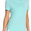 M MAELREG Womens Golf Shirt Short Sleeve 5 Buttons Quick Dry Casual Solid Moisture Wicking Tennis Polo Shirts for Women (L), Blue Light 