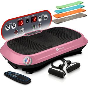 Lifepro Waver Vibration Plate Exercise Machine  High-Intensity Vibration Plate for Lymphatic Drainage  Full-Body Workout Vibrating Platform with Loop Bands  Fitness Equipment for Strength & Toning (Pink)