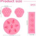 2 x 4 Pcs Bumble Bee Silicone Molds Kit with Honeycomb, Bee and Sunflower, Fondant, Chocolate, Cupcake, Cake Decorating, Candy Molds(Pink)