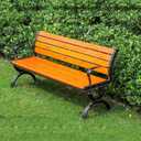 Outdoor Benches Cast Aluminum Preservative Wood 67IN(170CM) Patio Garden Bench Perfect for Backyard, Lawn, Porch, Path (70IN(180CM))