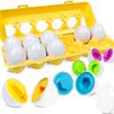 Matching Eggs Easter Egg Toy for Toddlers - Color & Shape Recognition Sorter Puzzle, Early Learning Educational Fine Motor Skill Montessori Geometric Gift for 1 2 3 Year Old Kids Boys Girls (12pcs)