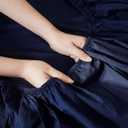 Linen Closet Organic 100% Cotton Queen Sheet 4 Pcs Set, 18 Deep Pocket, Navy | Lightweight, Eco-Friendly Cotton, Percale Softness, Durable & Breathable, Naturally Cooling | All Season Comfort
