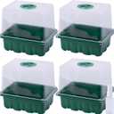 DECOHS 4 Pack Monotub Mushroom Grow Kit, 6.5" x 5" x 6.5" Small Mushroom Fruiting Chamber Propagation Boxes, Monotub Mushroom Growing Box Mini Greenhouse with Spray Bottle for Horticulture Supplies