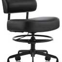 Pneumatic Swivel Rolling Saddle Stool 504 Kalea with Adjustable Foot Ring for Clinic SPA Tattoo and Home (Black, Backrest Add-on)