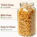 ComSaf 3-Pack 78oz Large Square Airtight Glass Jars for Bulk Food, Holds a 4lb Bag of Sugar or 5lb of Rice, Wide Mouth Canister for Flour, Coffee & Pantry Organization