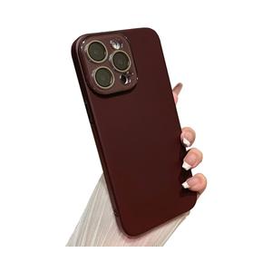 Caseative for iPhone 12 Pro Case,Solid Color Full Camera Lens Protection Phone Case (Wine Red)
