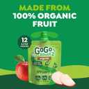 GoGo squeeZ Organic Applesauce and Fruit Puree, Apple Apple, 3.2 oz (Pack of 12), Unsweetened Organic Fruit Snacks for Kids, Gluten Free, Nut Free and Dairy Free, Recloseable Cap, BPA Free Pouches (EXP 04/03/27)