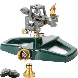 WEMADE Heavy Duty Metal Pulsating Sprinklers for Yard - 360 Degree Roating Automatic Water Sprinkler for Lawn with Metal Base, Impact Sprinklers for Large Area Covers Up to 85 Diameter