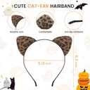Edoneery Halloween Cat Ears Headband for Women, Furry Leopard Cat Ear Hairband, Costume Hair Accessory for Cosplay Parties (Leopard(dark Brown))