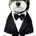 Black, White, Blue Dog Shirts for Wedding, Puppy Tuxedo, Dog Formal Wear, Doggie Tux, Suit and Tie Costume, Black, Large