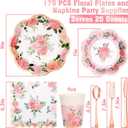 175PCS Floral Party Supplies, Mother's Day Paper Plates, Floral Plates and Napkins Sets for Mother's Day, Baby Shower, Wedding, Tea Party, Serves 25 Guest