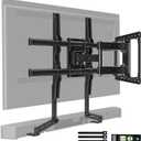 HOME VISION Full Motion TV Wall Mount with Soundbar Bracket, 65 Swivel & Tilt TV Bracket for 32-85 inch TVs, Dual Articulating Arms fits 8"/12"/16" Studs, Max VESA 600x400mm, 132 lbs