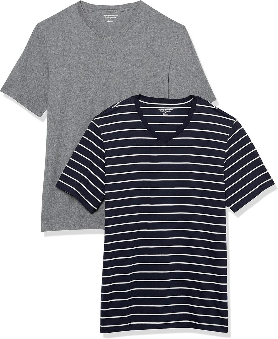 Amazon Essentials Men's Short-Sleeve V-Neck T-Shirts, Pack of 2, Size XS