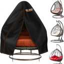 Enzeno Patio Egg Chair Cover Waterproof, 90x79inch Egg Chair Cover with Zipper,Windproof Double Egg Swing Chair Covers,Outdoor Hanging Chair Covers Weatherproof,Black