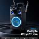 Moukey Karaoke Machine, 10" Woofer Portable PA System, Bluetooth Speaker with 2 Wireless Microphones, Lyrics Display Tablet Holder, Party Lights & Echo/Treble/Bass Adjustment Support REC/AUX/USB/TF