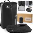 Vacuum Compression Bags for Travel with Usb Electric Pump, Reusable & Space Saver Vacuum Storage Bags with Waterproof Zipper for Duitcase and Backpack, Black (2Pack+Pump)