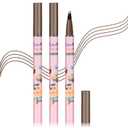 3PCS Microblading Eyebrow Pen Waterproof Dark Brown Eyebrow Pencil for Women,Easy to Shape,Long-lasting Brow Pen,Easily Create Natural Eyebrow Makeup-Dark Brown