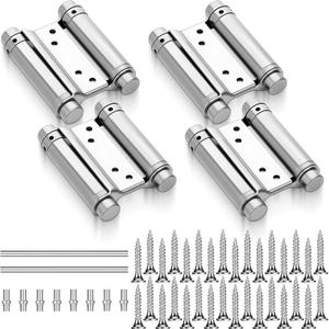 4pcs 3in Double Action Spring Hinges Swinging Hinges Stainless Steel Cafe Saloon Door Swing Self Closing, Including Pins and Screws for Saloon, Cafe, and Bar