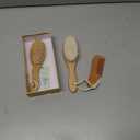 Baby Hair Brush Set for Newborns - Soft Goat Bristle Wooden Baby Brush and Comb Set Newborn Grooming Kit for Cradle Cap, Durable & Gentle, Boy, Girl Infant Essentials Care Kit (Regular, Walnut)