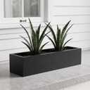 Novabright 24 Inch Wood Window Planter Box with L-Bracket,Black