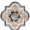 Black and Natural Flower Metal Wall Decor, 18x18
