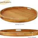 30 Inches Extra Large Round Teak Wood Ottoman Tray with Handles, Serve Tea, Coffee, Classic Circular Wooden Decorative Serving Tray