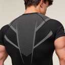 Men's Athletic Compression Short Sleeve Shirt, Breathable Quick Dry Gym Workout Top, Stretch Performance Sportswear (Black, XL)