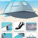 Glymnis Beach Tent Sun Shelter for 3 Person with UPF 50+ UV Protection, Lightweight & Easy Setup Beach Shade Canopy with Vent Windows & Zippered Door - Blue