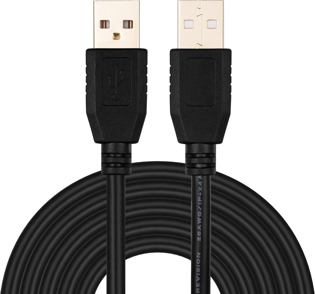 Tan QY USB A to A Male Cable 40Ft, Double End USB Cord with Gold-Plated Connector for Hard Drive Enclosures, Printers, Modems, Cameras (12M/40Ft)