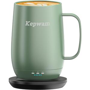 Kepwam Heated Coffee Mug T2-Plus, 20oz Fastest Heating Smart Mug, Coffee Mug Warmer Set, Hot Up to 149, Beverage Warmer Cup for Coffee, Tea Gifts (Sage Green)