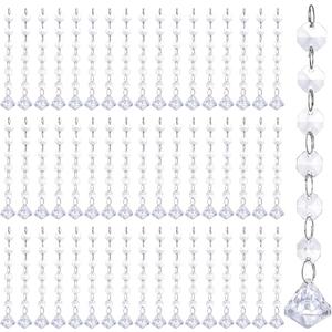 100 Pcs Acrylic Hanging Crystals for Centerpieces Chandelier Clear Crystal Garland Strands Ornament Acrylic Clear Beads Prisms Pendant for Christmas Tree Window Home Decoration(Diamond)