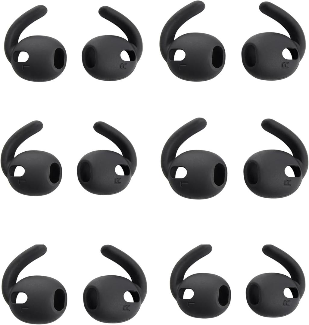 Ear Hooks Replacement for Galaxy Buds 3(SM-R530N)- 6 Pairs Sport Anti-Slip Eartips & Hook Tips Set, Compatible with Galaxy Buds 3 / Buds3 Earbuds Earhooks, Secure Fit for Running Gym (Black)