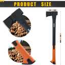 X25 Wood Splitting Axe, 28 Camping Outdoor Hatchet for Wood Splitting and Kindling, Forged Carbon Steel Heat Treated Hand Maul Tool, Nylon Hollow Handle Shock Reduction Handle