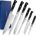 KEEMAKE Chef Knife Set, 6PCS Ultra Sharp Kitchen Knives with Ergonomic Handle, High Carbon Stainless Steel Kitchen Knife Set, Forged Cooking Knife Set for Slicing Meat Vegetable Bread And Fruit