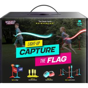 Capture the Flag Glow in the Dark Game Set - Yard Outdoor Games for Kids Ages 8, 10, 11, 12 Old - Fun Lawn Summer Family Game for Boys & Teen Boys,- Birthday Gifts - Camping and Backyard Adventures, 16 inches x 12 inches x 3.4 inches