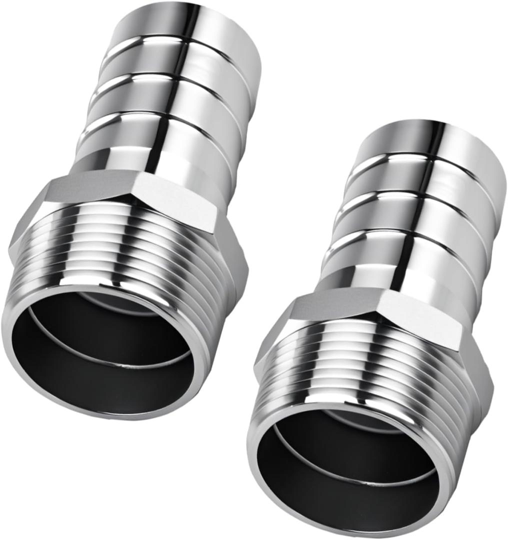 2PCS Stainless Steel 1-1/4" to 1-1/4" NPT Male Threaded Hose Barb Fittings, 1-1/4in to 1-1/4in NPT Hose Barb Connectors for Water Air Gas Pipes