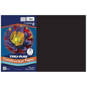 Pacon Tru-Ray 12-inch x 18-inch Construction Paper, Black, 50 Sheets (P103061)