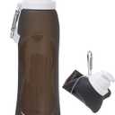 HYDRATE Collapsible Water Bottles for Travel - 17oz Foldable Pocket Bottle - Portable, Flexible, Compact Roll Up Bottles with Carabiner - Refillable Pouch for Hot and Cold Drinks (Black)