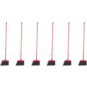 Amazon Basics Angle Broom With Metal Handle, 6-Pack, Black & Red (Previously AmazonCommercial brand)