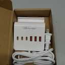 VHBW USB Charging Station, 6 Port 3USB-A and 3USB-C Charging Station for Multiple Devices, Multi USB Nightstand Charger Station with Phone Stand (ETL Listed, 6Ft Extension Cord, White)