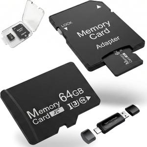 64GB 2-Pack MicroSDXC Memory Cards with SD Adapter & Universal USB Reader, V30 U3 Rated, 4K Video Recording Cards for Security Cams, Tablets & Dash Cams