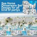 350 Pcs Summer Seashell Beach Party Decorations Serves 50 Starfish Seashell Beach Party Plates Tableware Starfish Coral Disposable Paper Plates Napkin Cup Knife Fork Spoon for Ocean Birthday
