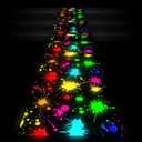 Haull 118 x 39 Inch Neon Light up Dance Floor Glow in The Dark Runner Rug UV Reactive Blacklight Rug Colorful Fluorescent Aisle Runners for 80s 90s Neon Birthday Party Decorations(Paint Splatter)