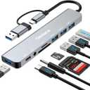 USB C Hub USB Hub 3.0 for Laptop, Upgrade 8 in 2 USB Splitter with USB-C/4 USB A Port Extender, TF/SD Card Slot, 3.5mm Audio Adapter, USBC USB Dongle for PC/Mac/MacBook/Laptop/iPad/Tablet